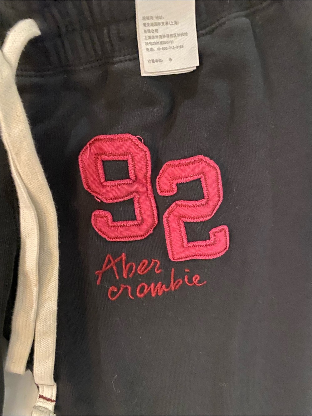 Abercrombie & Fitch Black Sweatpants with Pink '92' Patch - Picture 4 of 6